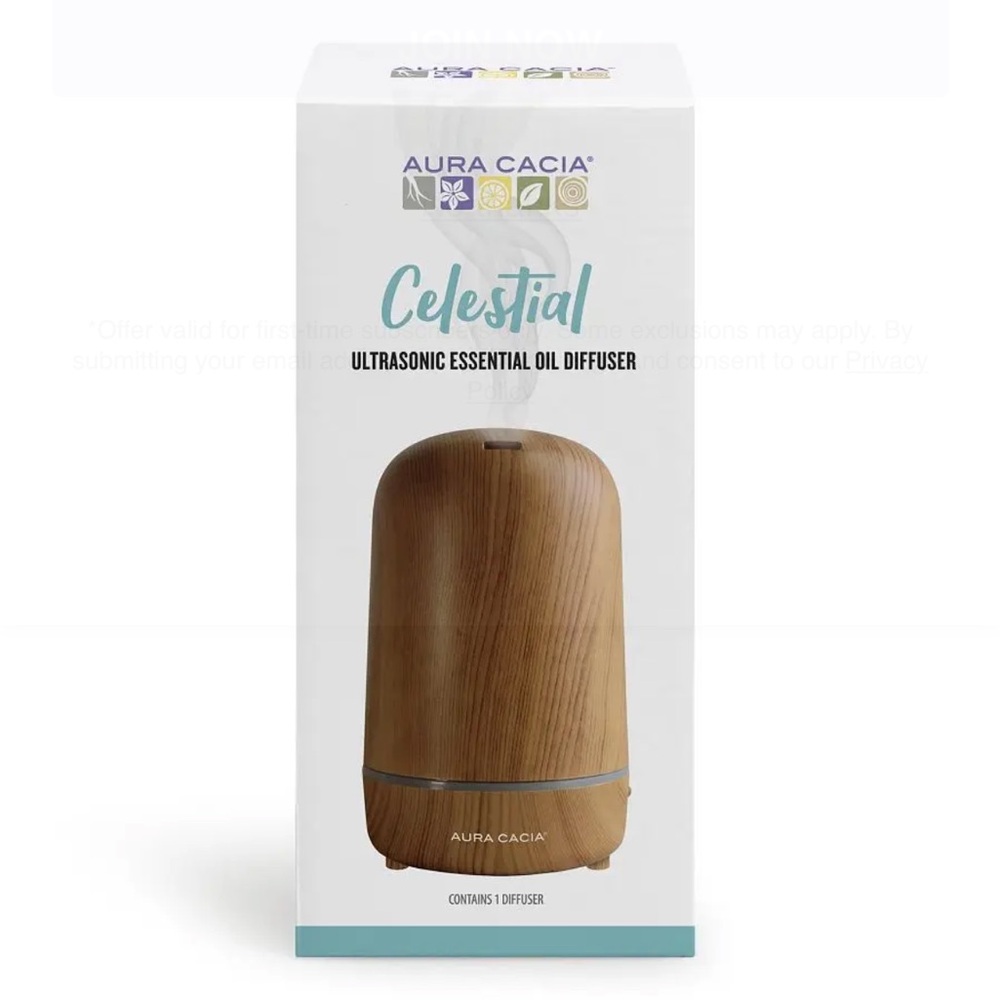 NWT. Aura Cacia Celestial Ultrasonic Essential Oil Diffuser - Brown